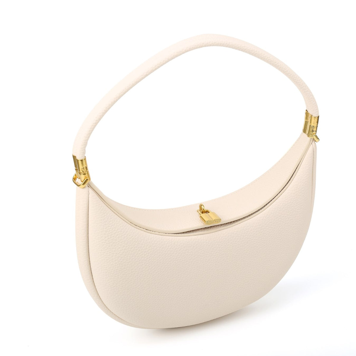 Minimalist crescent shoulder bag in white – ARLANA