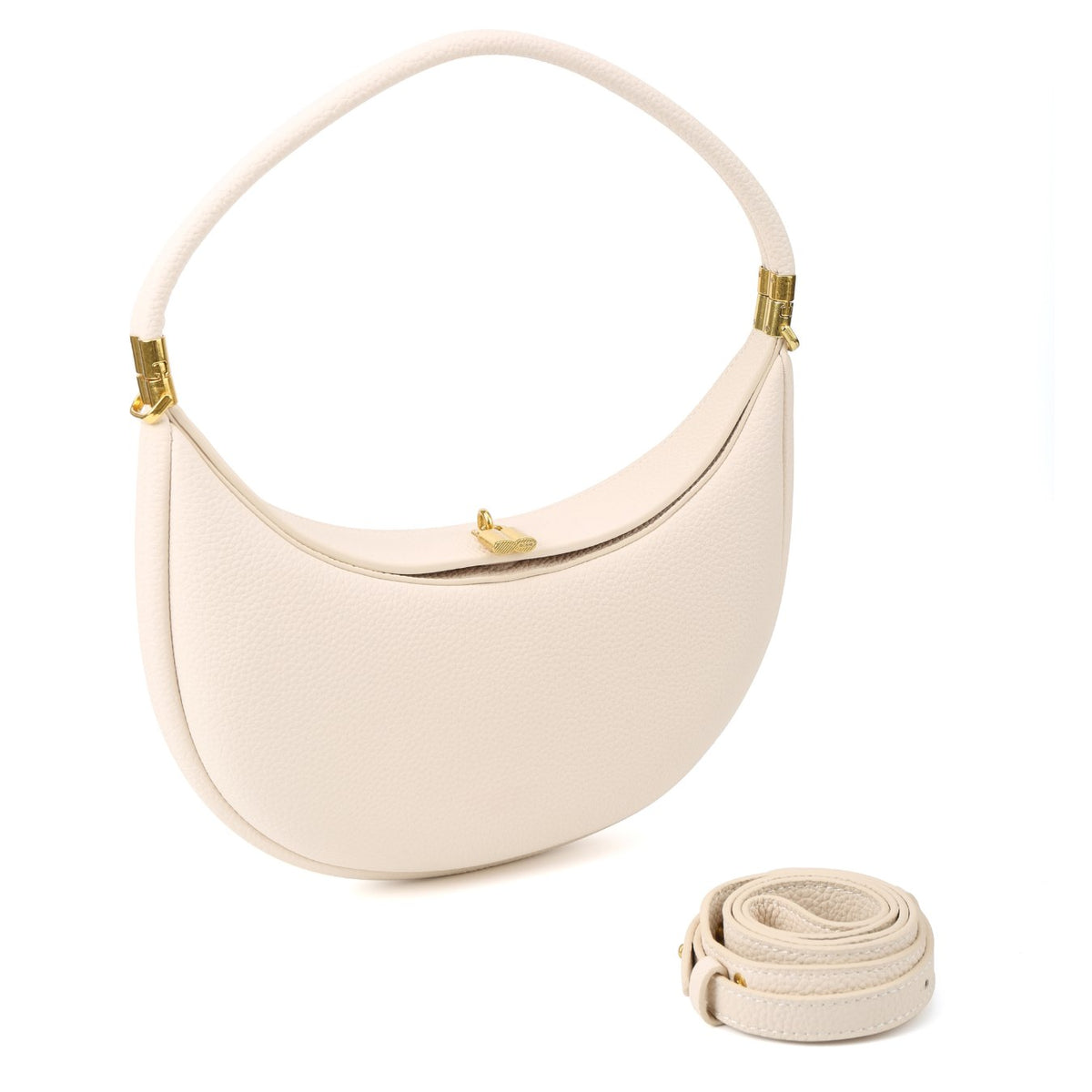 Vegan Leather Crescent Shoulder Bag – Half Moon Crossbody Purse for Women