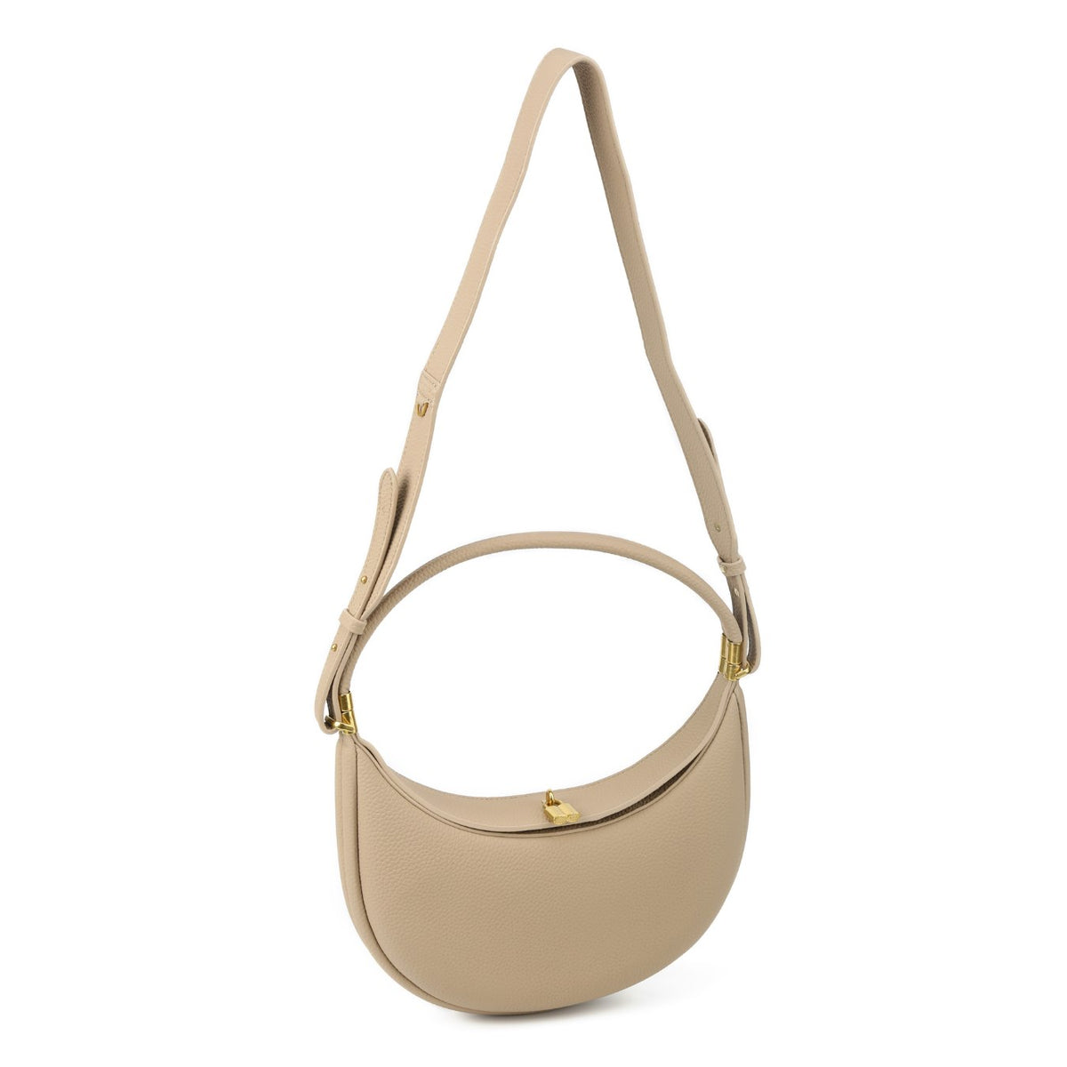 Vegan Leather Crescent Shoulder Bag – Half Moon Crossbody Purse for Women