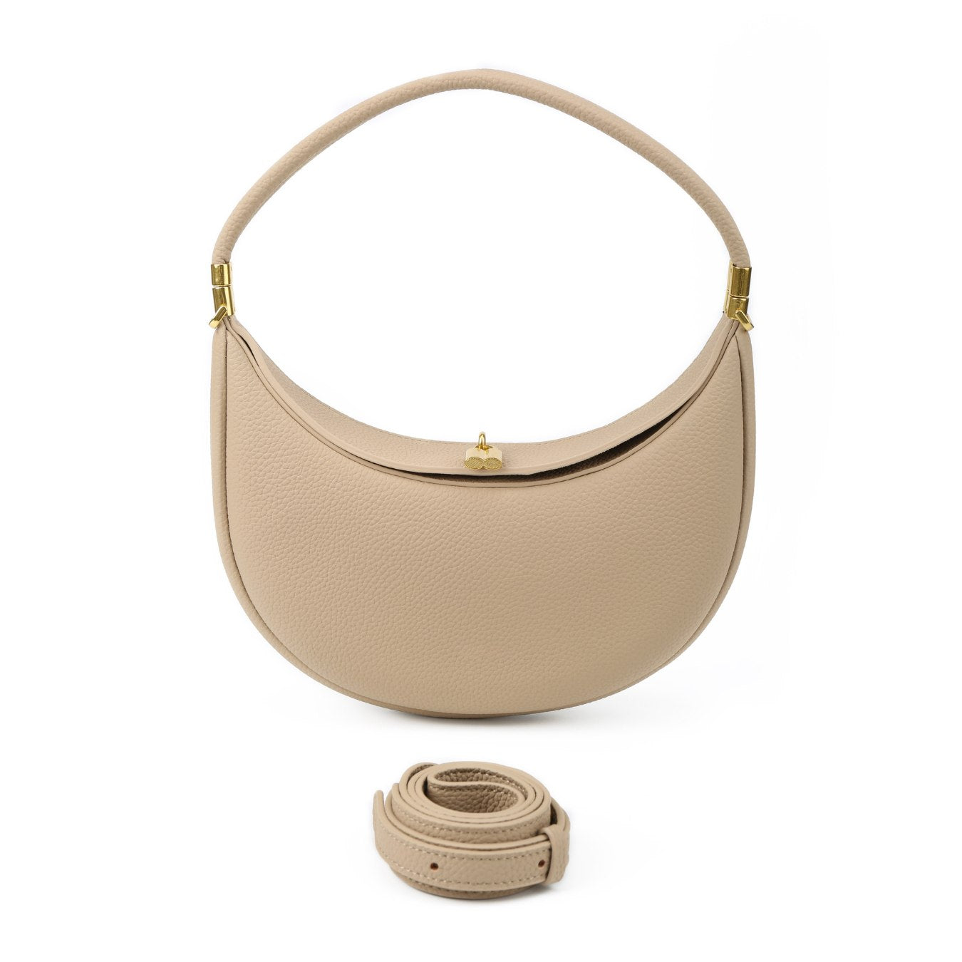 Vegan Leather Crescent Shoulder Bag – Half Moon Crossbody Purse for Women
