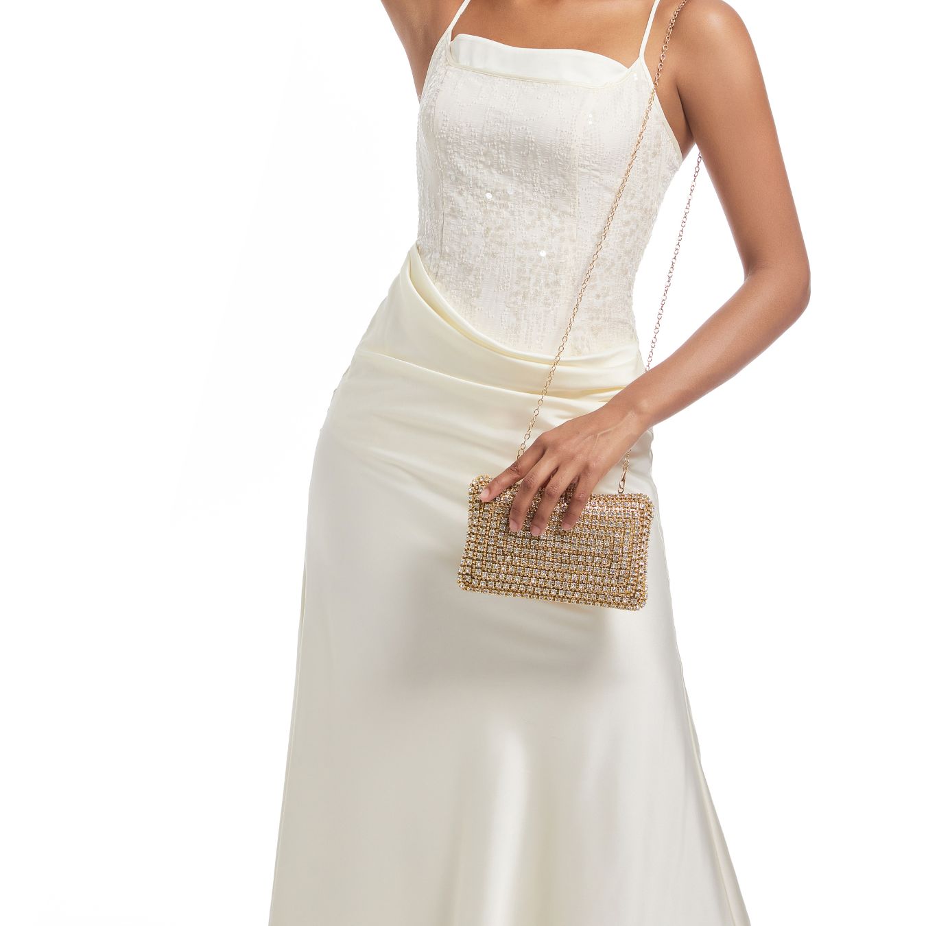 Gold Rhinestone Studded Evening Clutch Bag – Top Handle Purse for Women