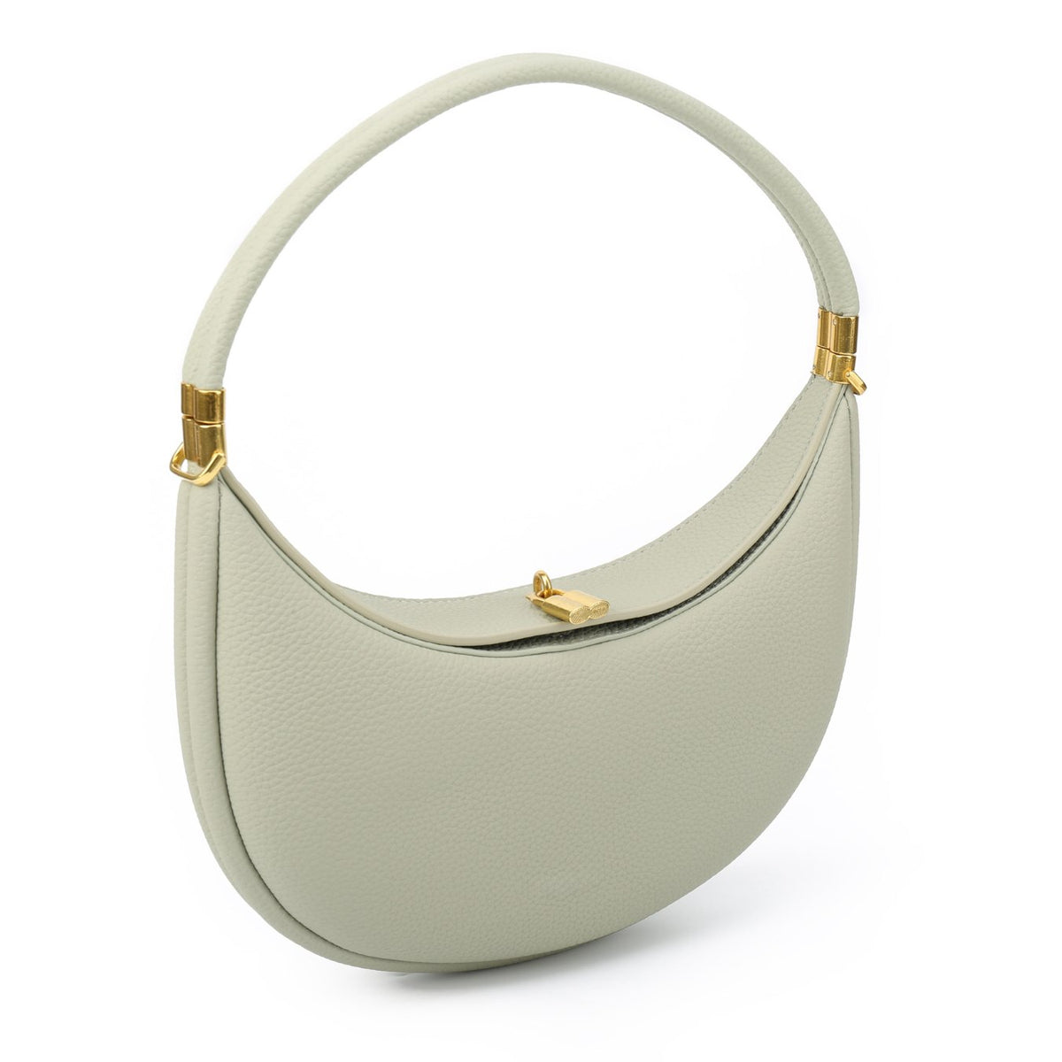 Half moon shoulder bag in sage green vegan leather – ARLANA

