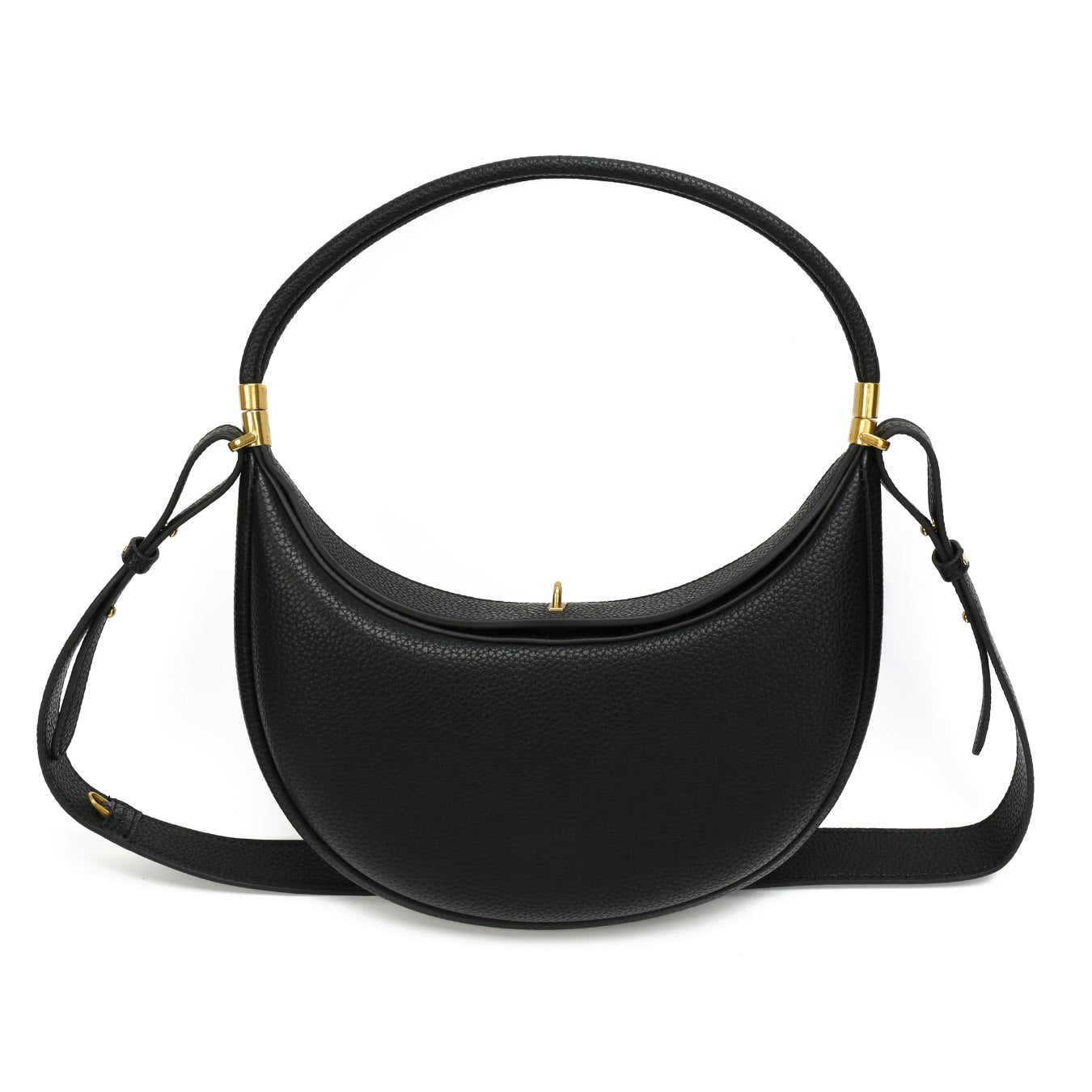 Vegan Leather Crescent Shoulder Bag – Half Moon Crossbody Purse for Women