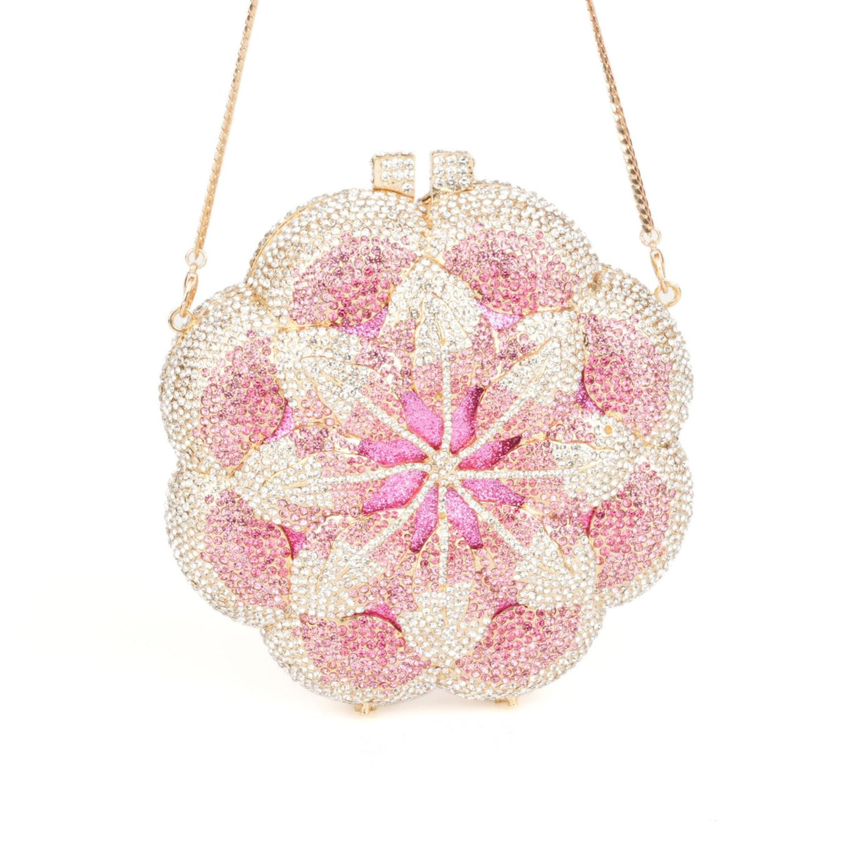 3D Flower Beaded Clutch Bag – Rose Evening Purse for Women Pink