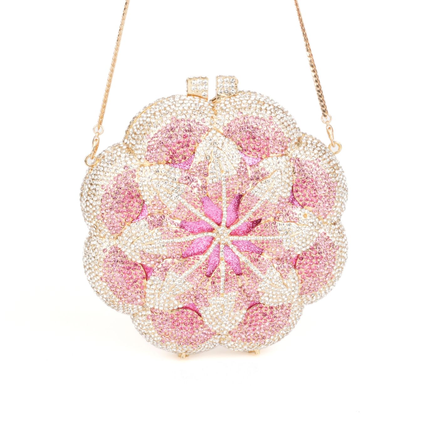 3D Flower Beaded Clutch Bag – Rose Evening Purse for Women Pink