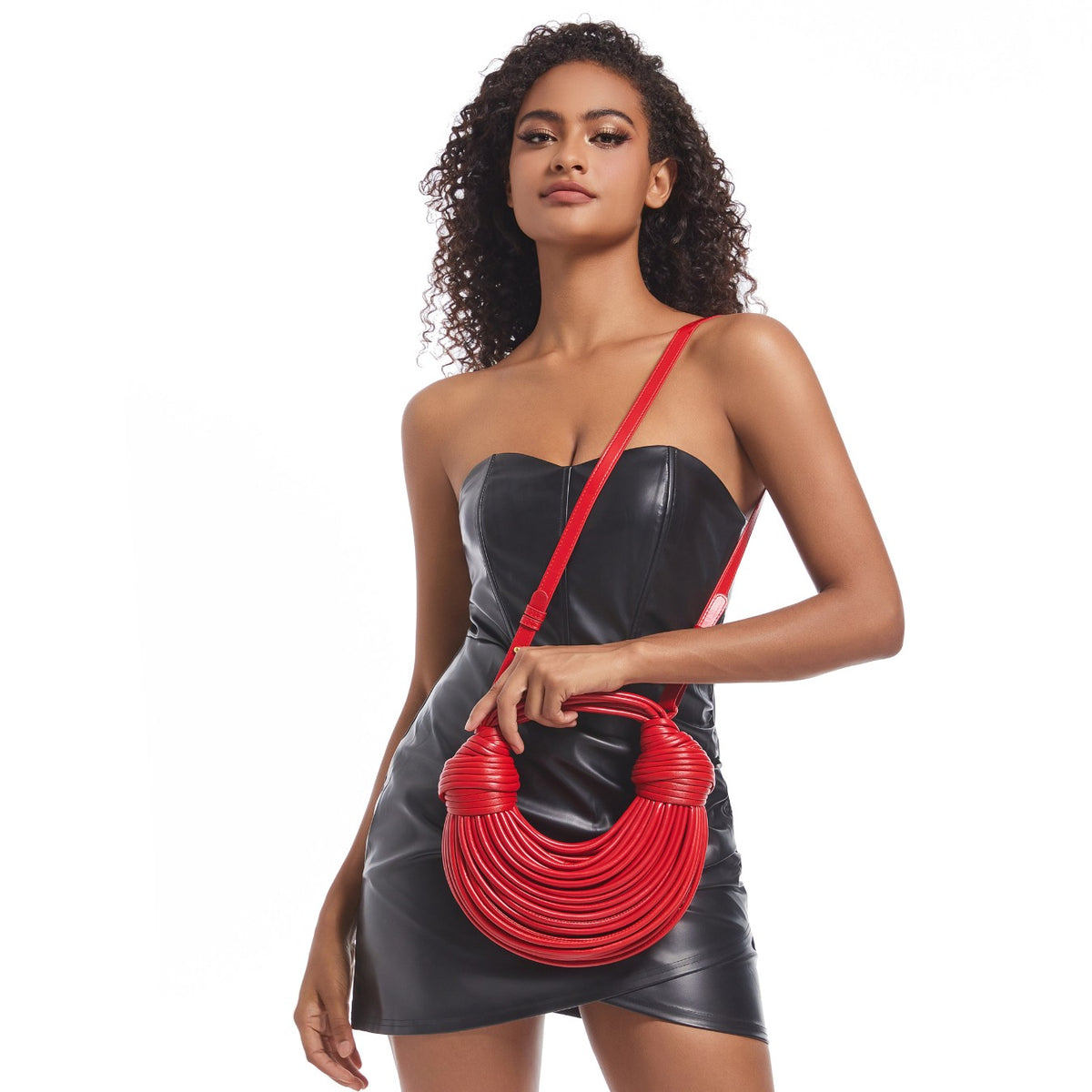 Sculptural Coil Hoop Shoulder Bag – Statement Handbag for Women Gold