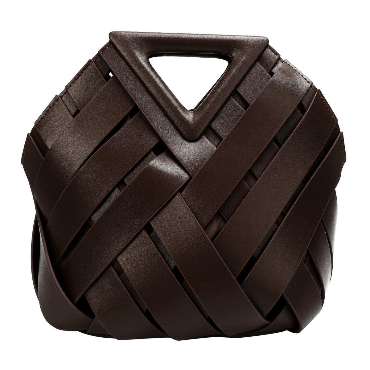 Woven Leather Geometric Top Handle Bag – Structured Handbag for Women