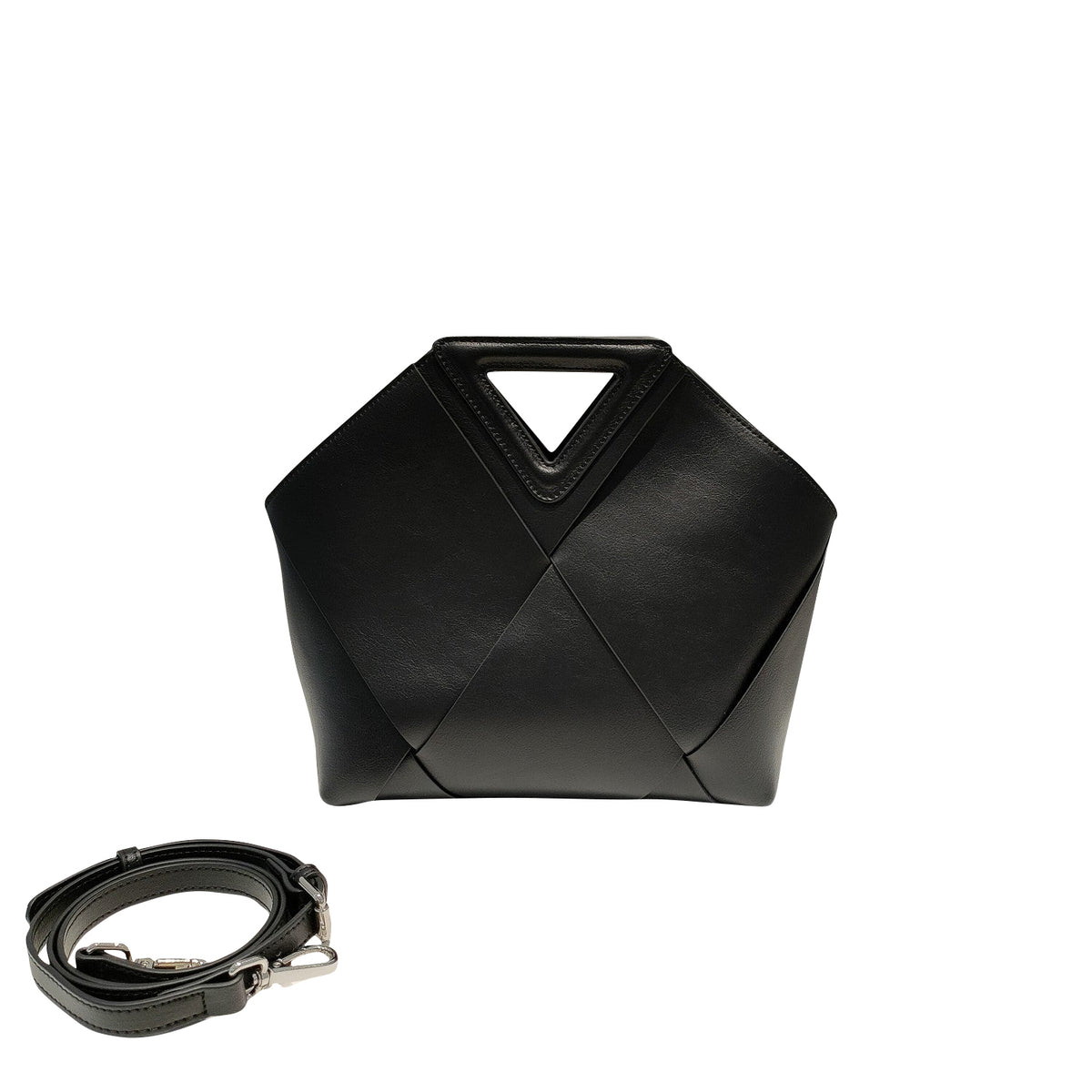 Angular vegan leather structured tote bag in Black – ARLANA