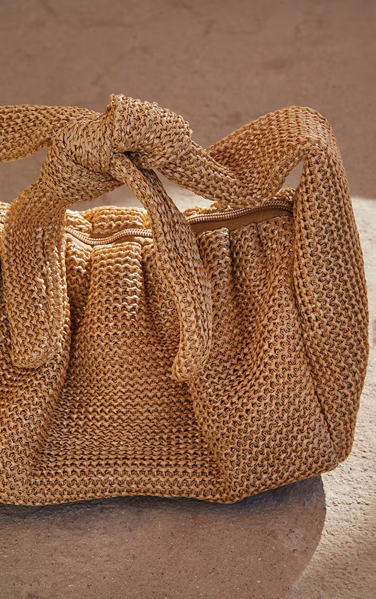 Straw Knot Grab Bag - Stylish and Versatile Handbag for Everyday Use