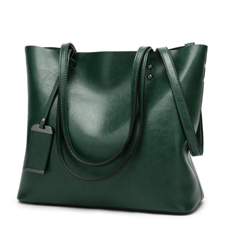 Large structured tote bag in dark green vegan leather – ARLANA Berlin 