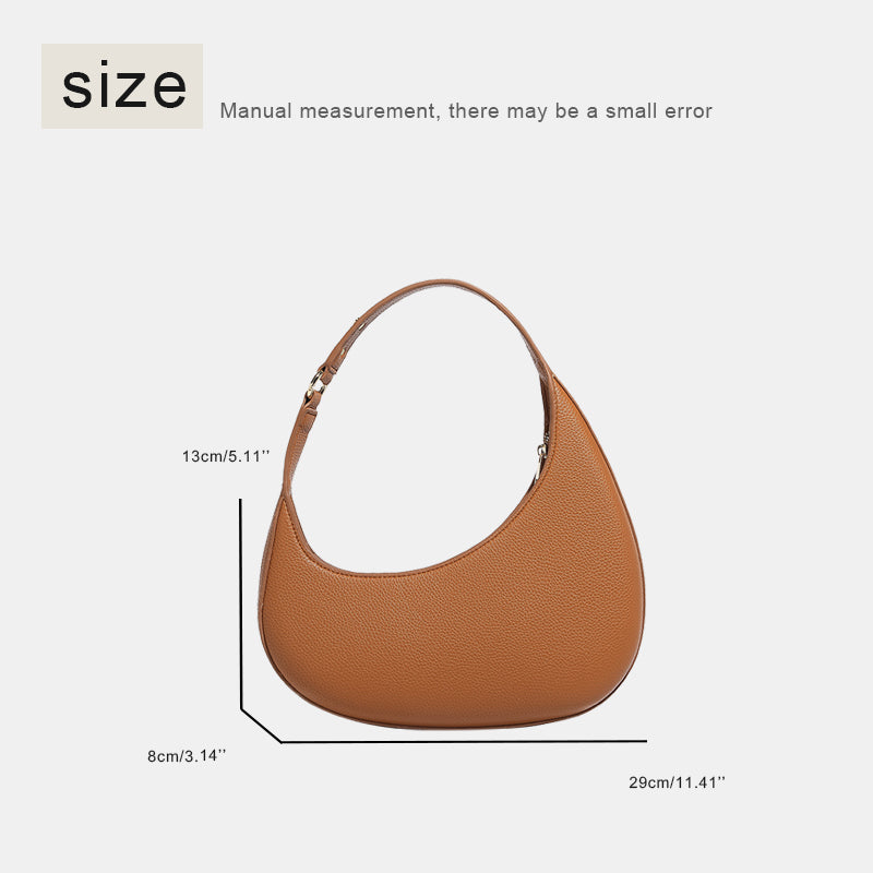 Vegan Leather Half Moon Shoulder Bag – Crescent Hobo Purse for Women