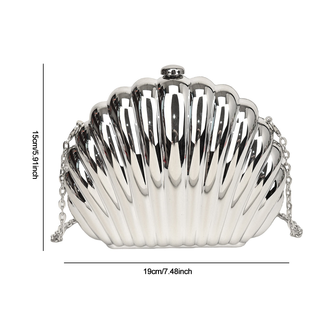 Shell Shaped Clutch Bag – Gold Chain Crossbody Evening Purse for Women