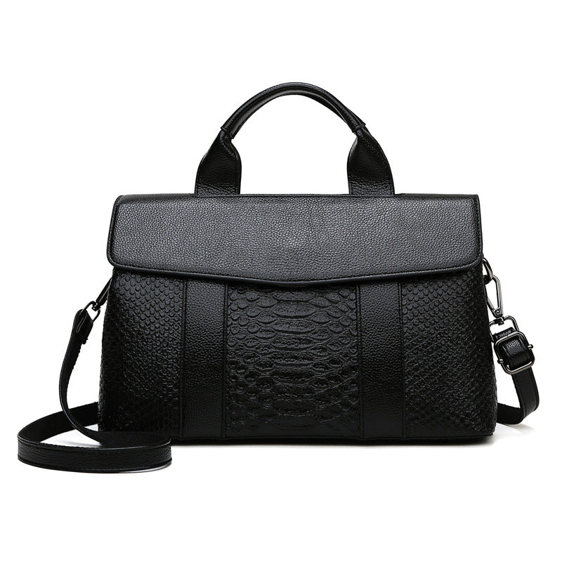 Croc Embossed Vegan Leather Work Tote Bag – Structured Briefcase Style Women