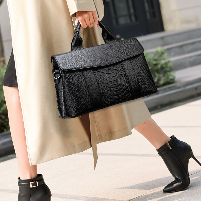 Croc Embossed Vegan Leather Work Tote Bag – Structured Briefcase Style Women