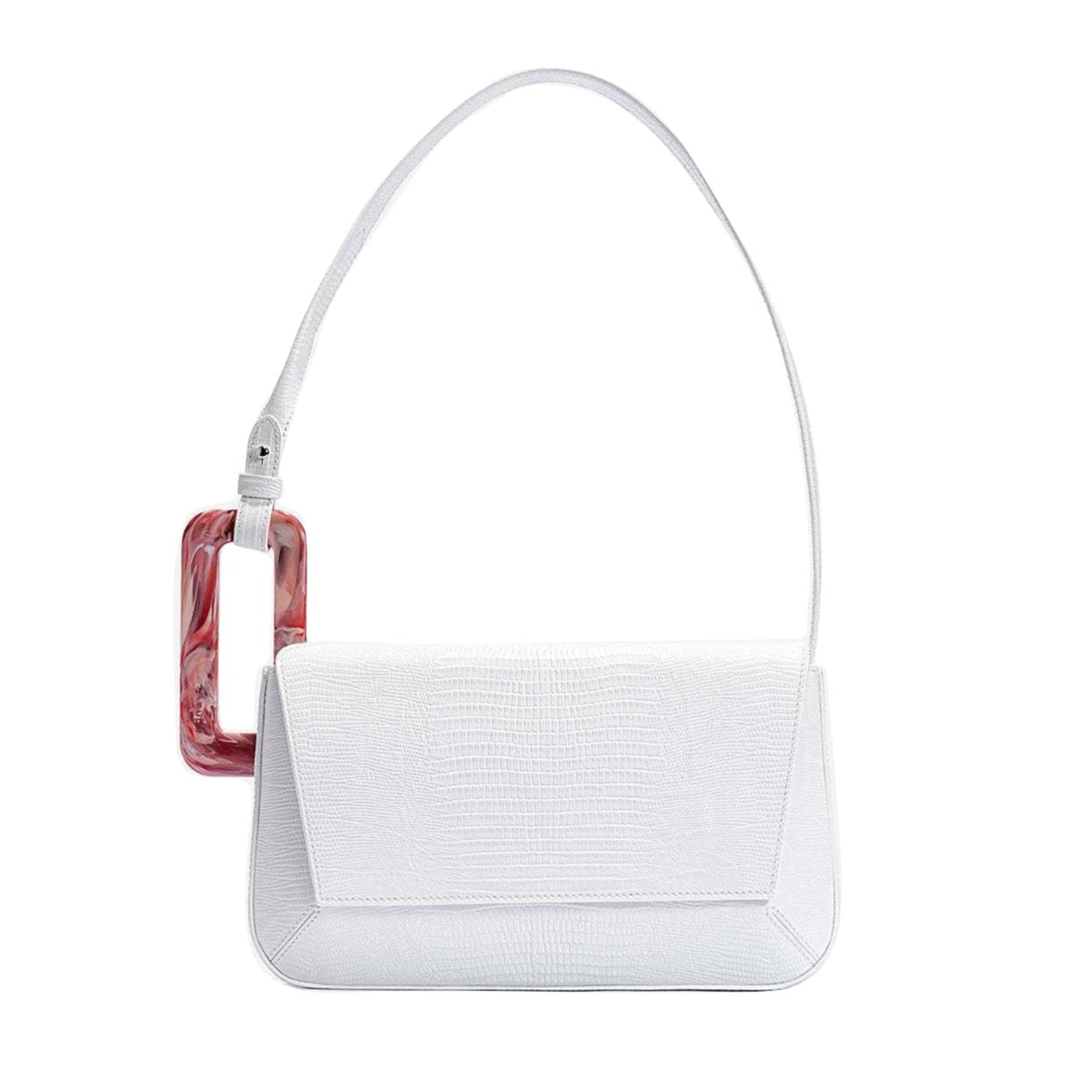 White patchwork color block top handle bag – ARLANA
