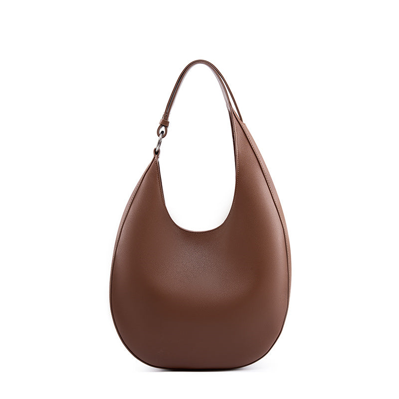 Large hobo shoulder bag in coffee brown vegan leather – ARLANA