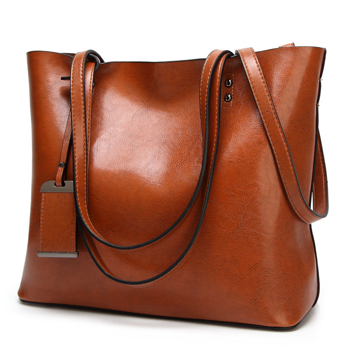 Vegan Leather Large Tote Bag – Double Handle Shoulder Work Bag for Women