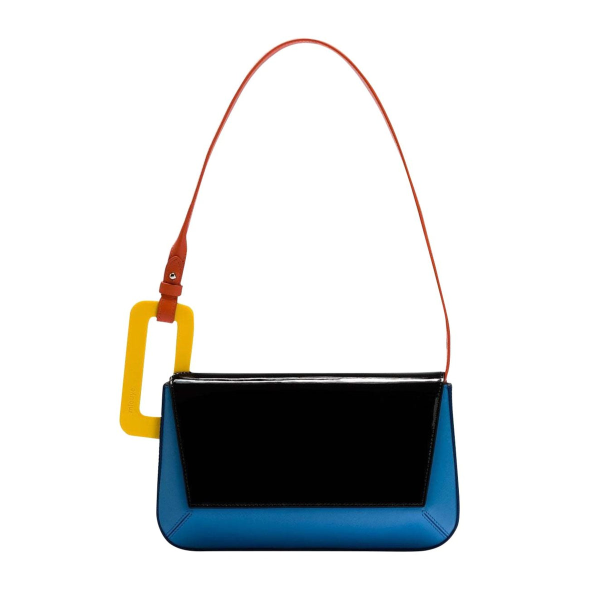  Color block structured flap bag in blue – ARLANA Patchwork